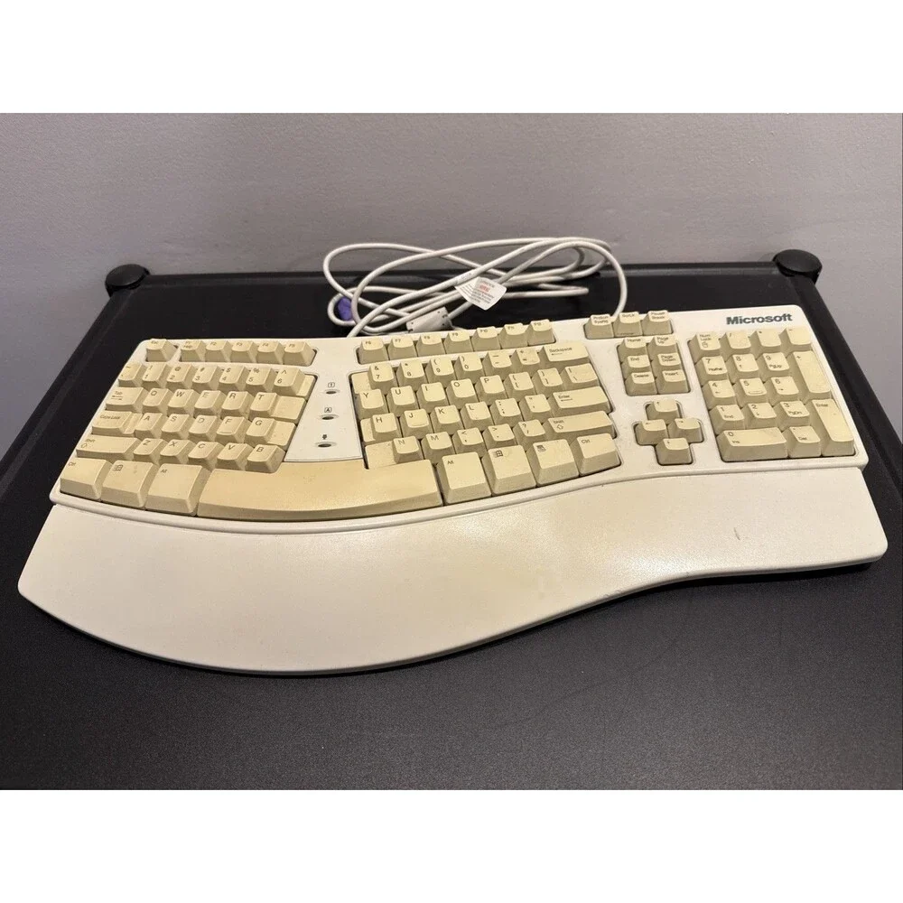 Vintage Microsoft Natural Ergonomic Keyboard Elite PS2, X04-58559, E06401COMB